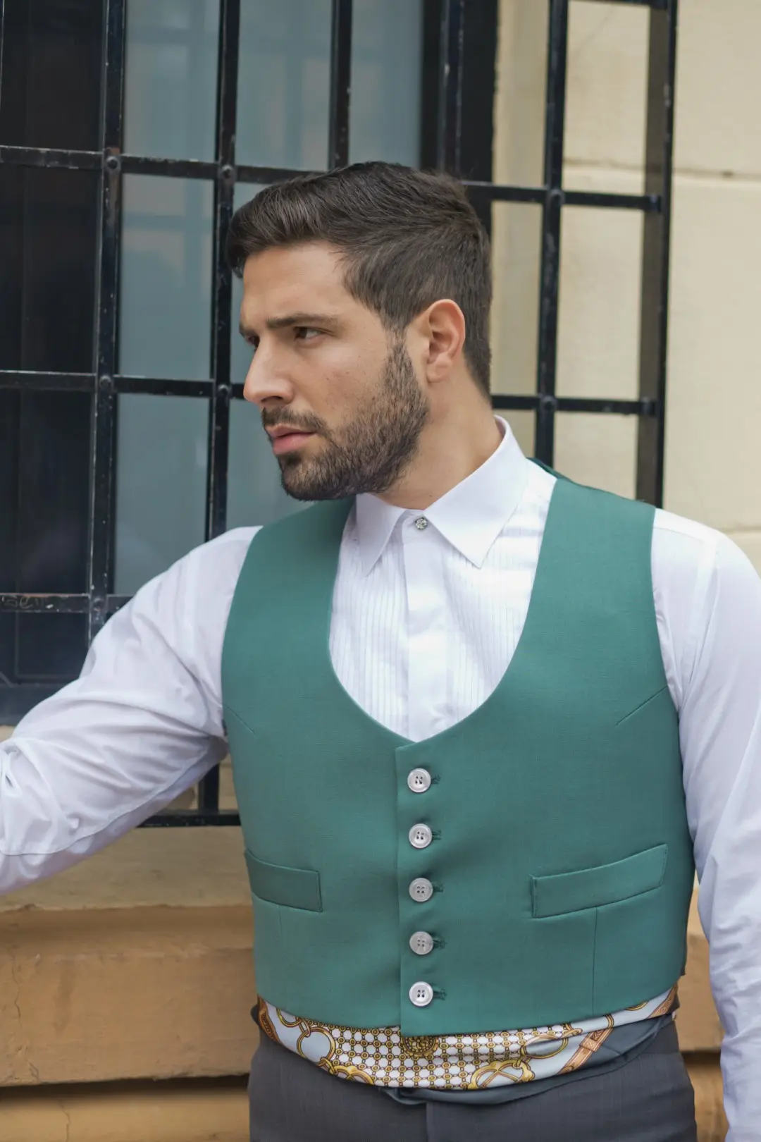 Chaqueta y chaleco Toscana Olivo – vista 1 – Isabel Hernández