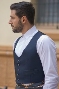 Chaqueta y chaleco Gabardina Hilatura Fina Marino – vista 1 – Isabel Hernández