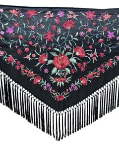 Mantón negro bordado multicolor - Mantón bordado | Isabel Hernández