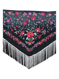 Mantón negro bordado multicolor - Mantón bordado | Isabel Hernández