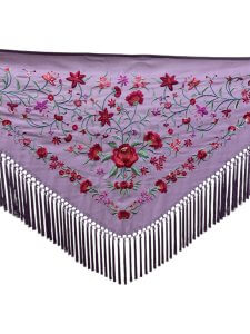 Mantón lila bordado multicolor - Mantón bordado | Isabel Hernández