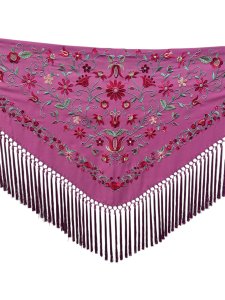 Mantón rosa bordado multicolor - Mantón bordado | Isabel Hernández