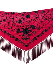 Mantón rojo bordado hilo negro - Mantón bordado | Isabel Hernández