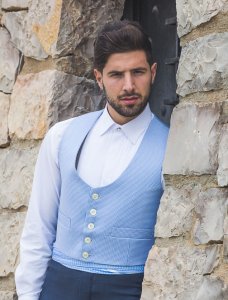 Chaqueta y chaleco Nápoles Pata de Gallo azul – vista 1 – Isabel Hernández