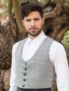 Chaqueta y chaleco Principe de Gales Gris – vista 1 – Isabel Hernández