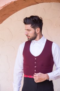 Chaqueta y chaleco Oslo Burdeos – vista 1 – Isabel Hernández