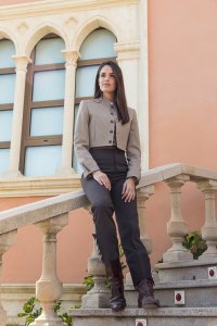 Chaqueta y chaleco Panama marrón – vista 2 – Isabel Hernández
