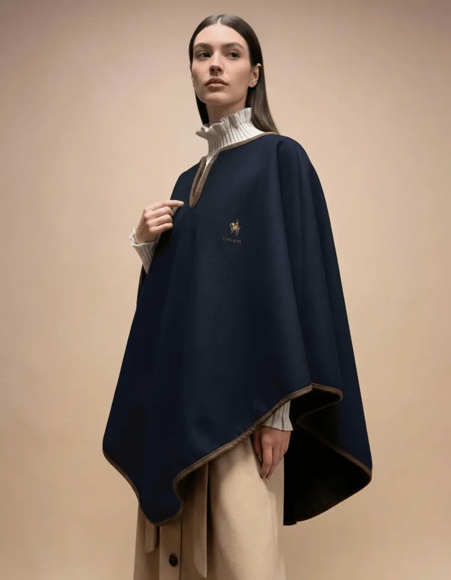 Poncho Campero Marino – vista 1 – Isabel Hernández